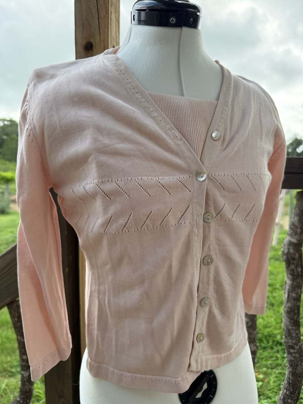 Bloom Women's Pink Twin Set Cardigan and Tank Top Sleeveless Sweater